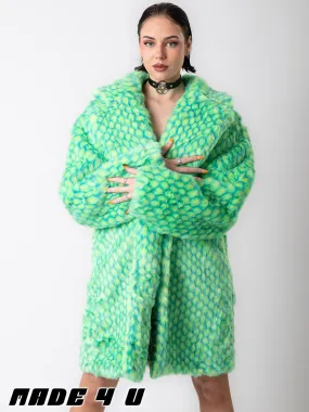 GREEN MERMAID FAUX FUR JACKET - MID LENGTH ✰ MADE 4 U ✰