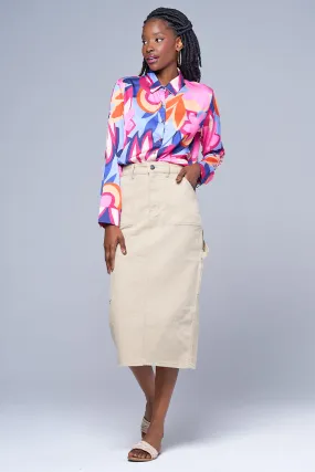 HIGH WAISTED MIDI SKIRT