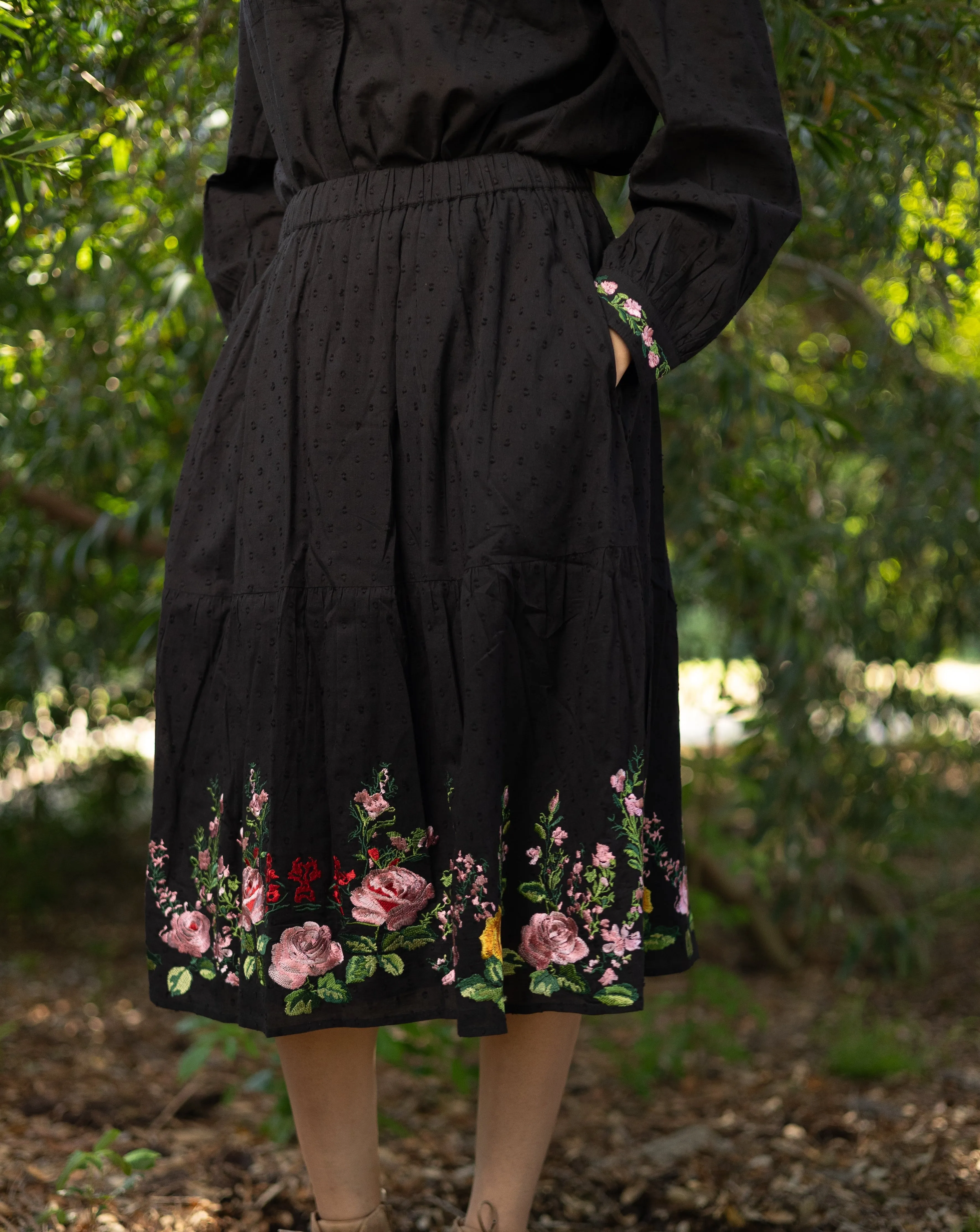 Hillary Embroidered Roses Skirt