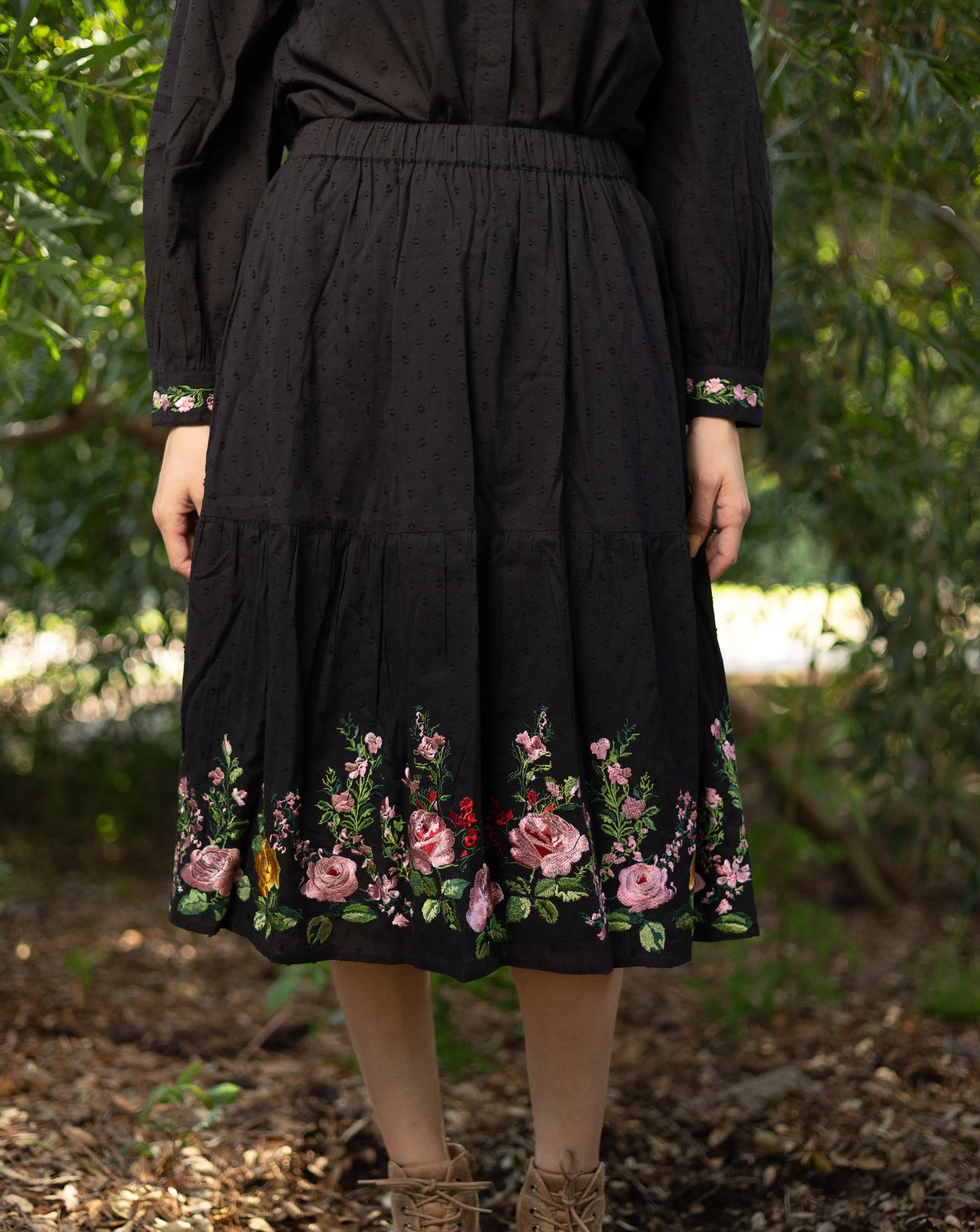 Hillary Embroidered Roses Skirt