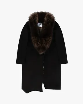 Icon-Parka mit abnehmbarem Navajo-Gilet und Waschbärbesatz von Bazar Deluxe