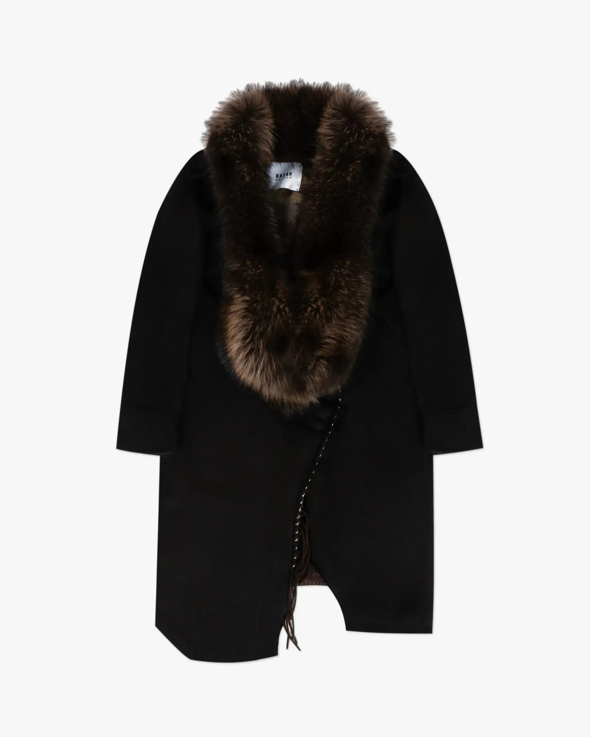 Icon-Parka mit abnehmbarem Navajo-Gilet und Waschbärbesatz von Bazar Deluxe