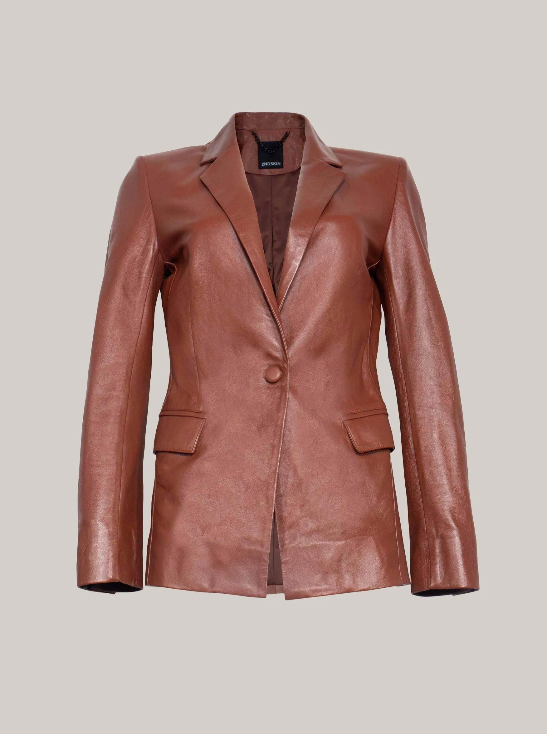 IGGY LEATHER BLAZER - WHISKEY