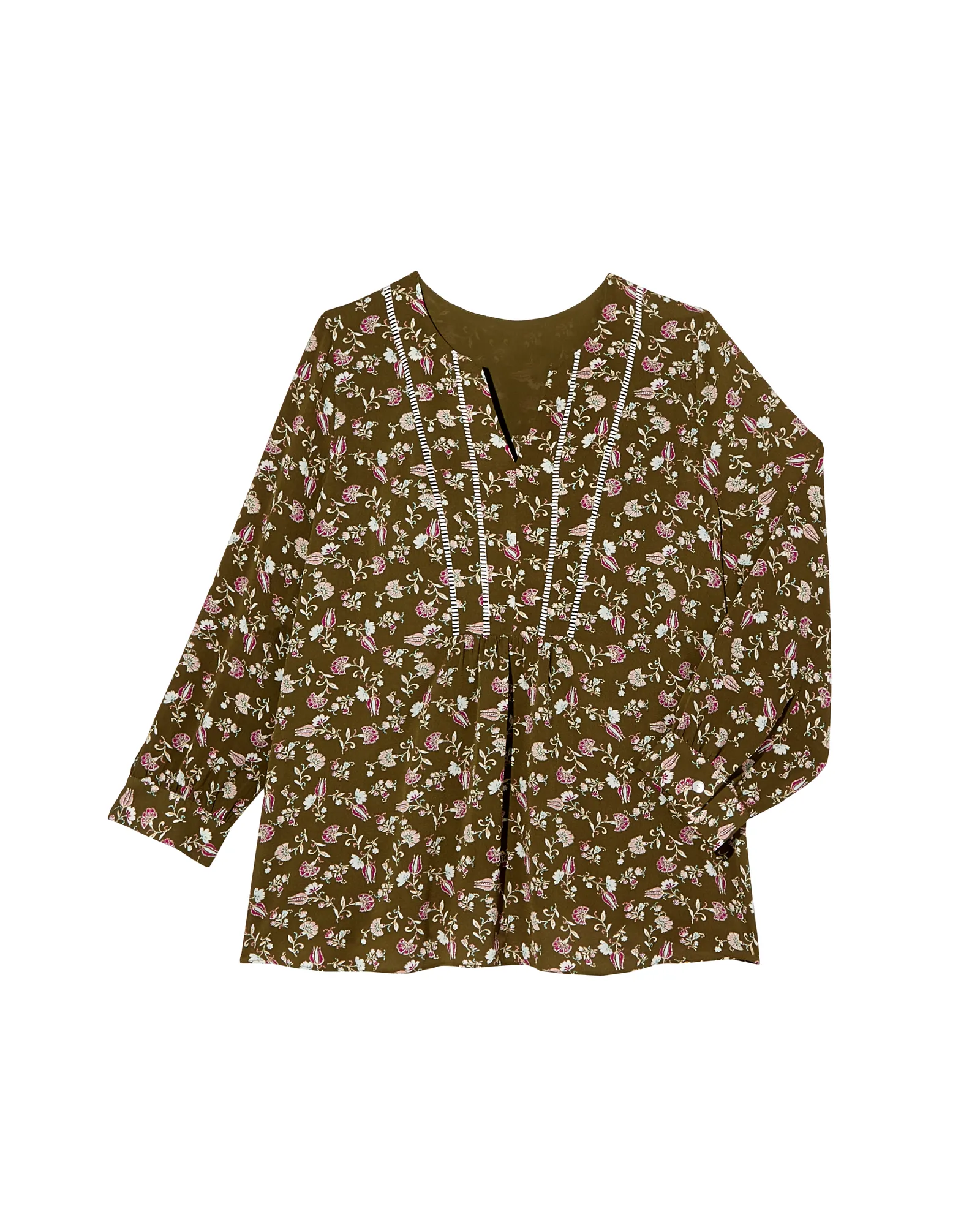 Jamie Blouse | Olive Green / Pink