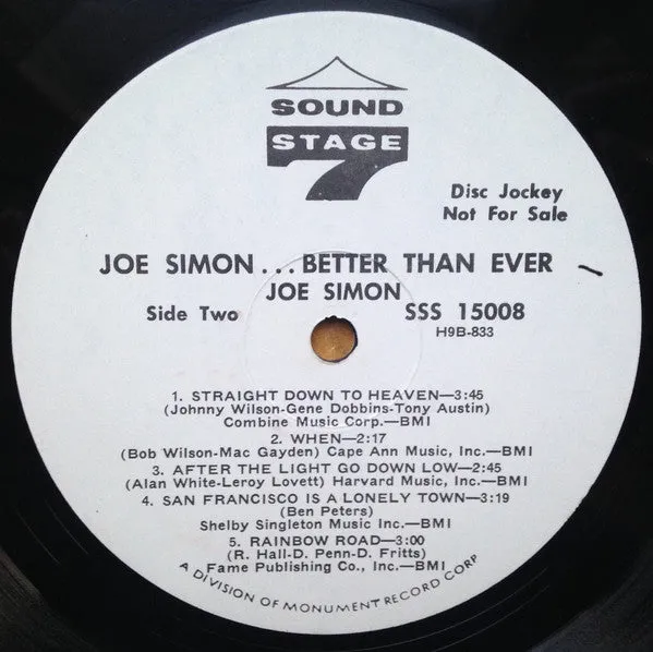 Joe Simon - ...Better Than Ever (LP, Album, Promo) (VG )