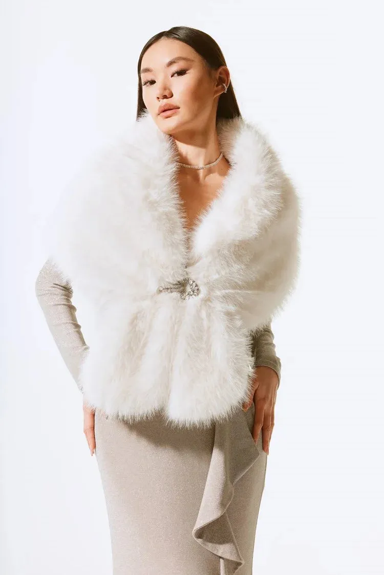 Joseph Ribkoff Vanilla Faux Fur Cape