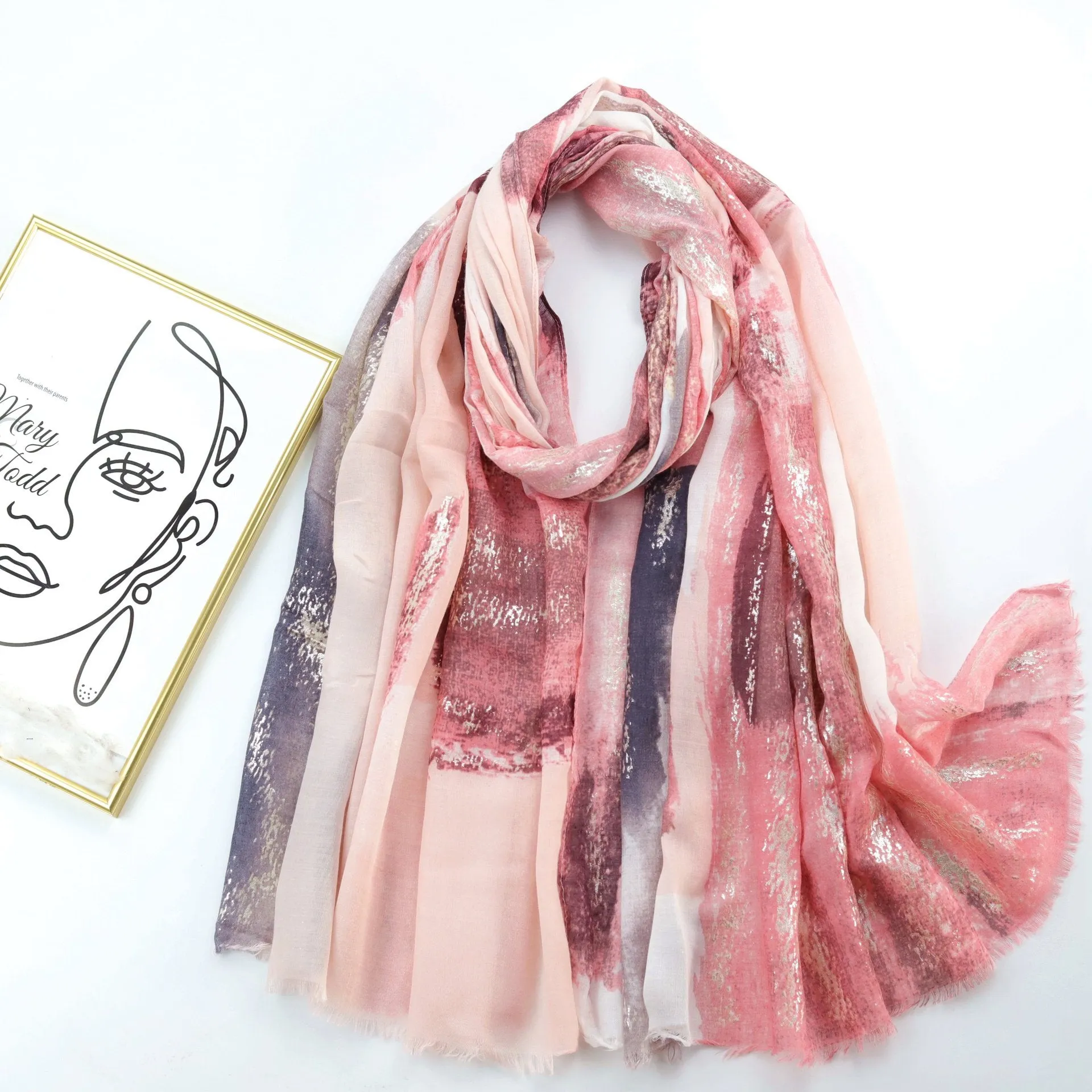 JY20764 sliver stamping and tie-dye printed scarf