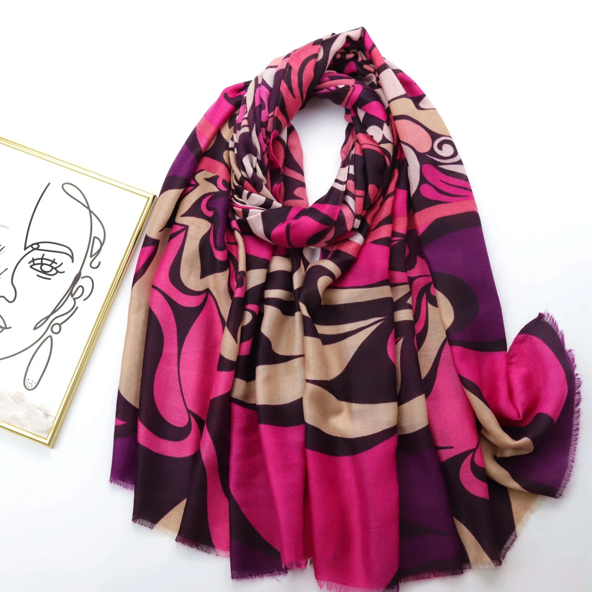 JY221059 Geometric pattern printed scarf