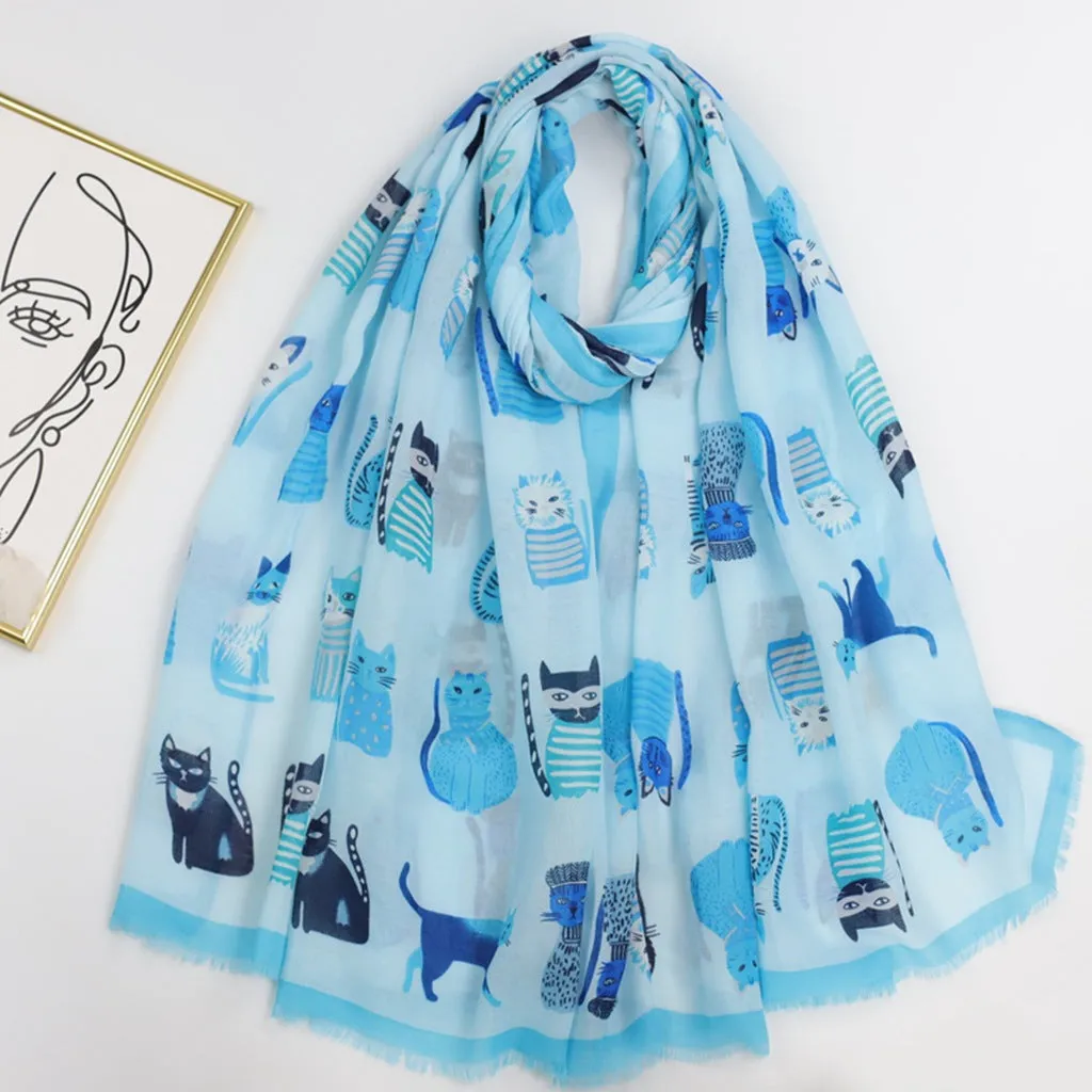 JY230317 printed cats scarf