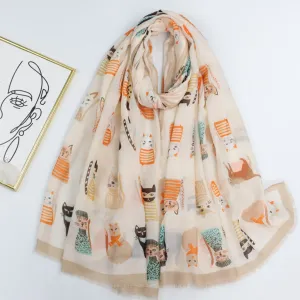 JY230317 printed cats scarf