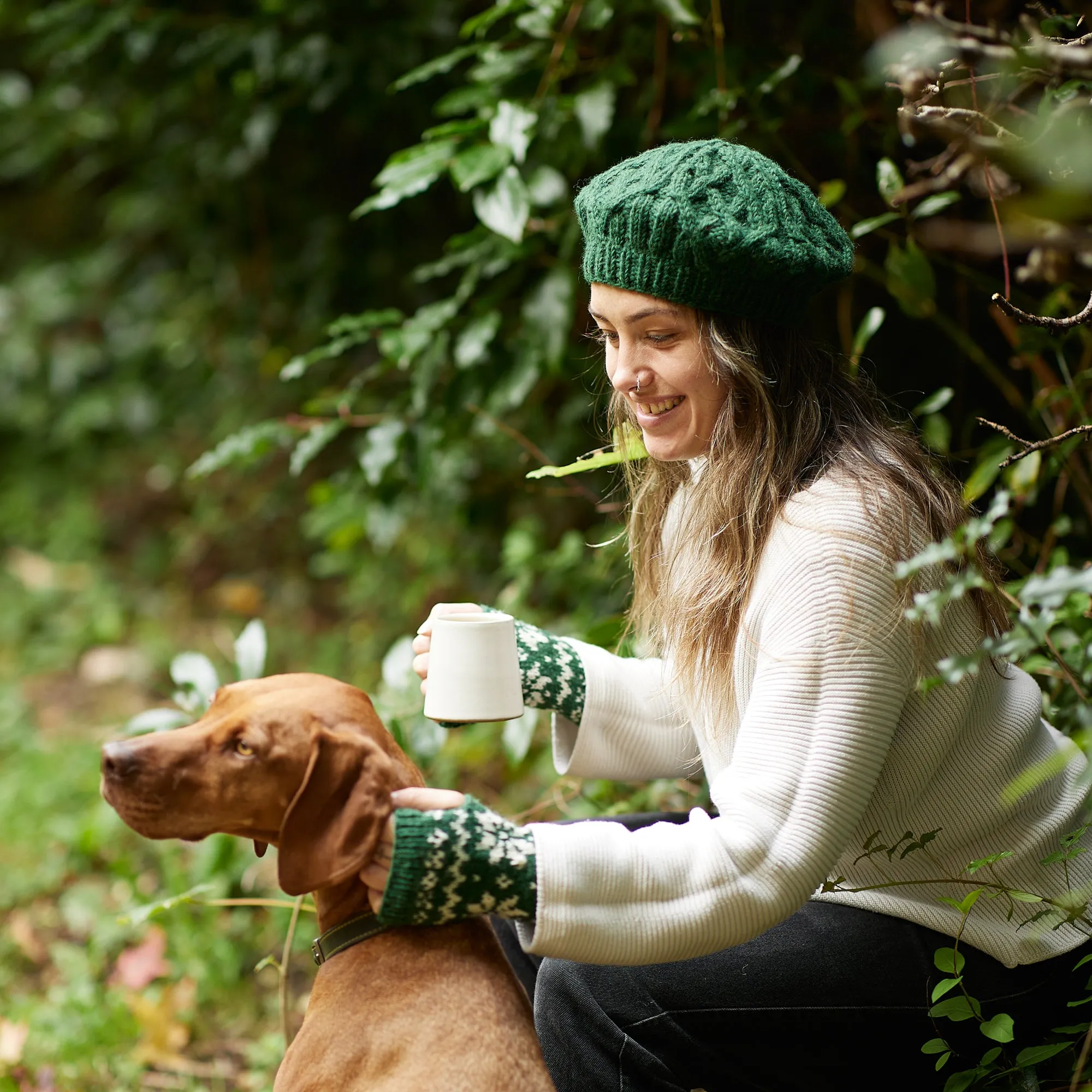 KABITA Snowflake Wool Wristwarmer Fingerless Gloves