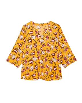 Karin Rolled Up Sleeve Blouse | Yellow / Pink