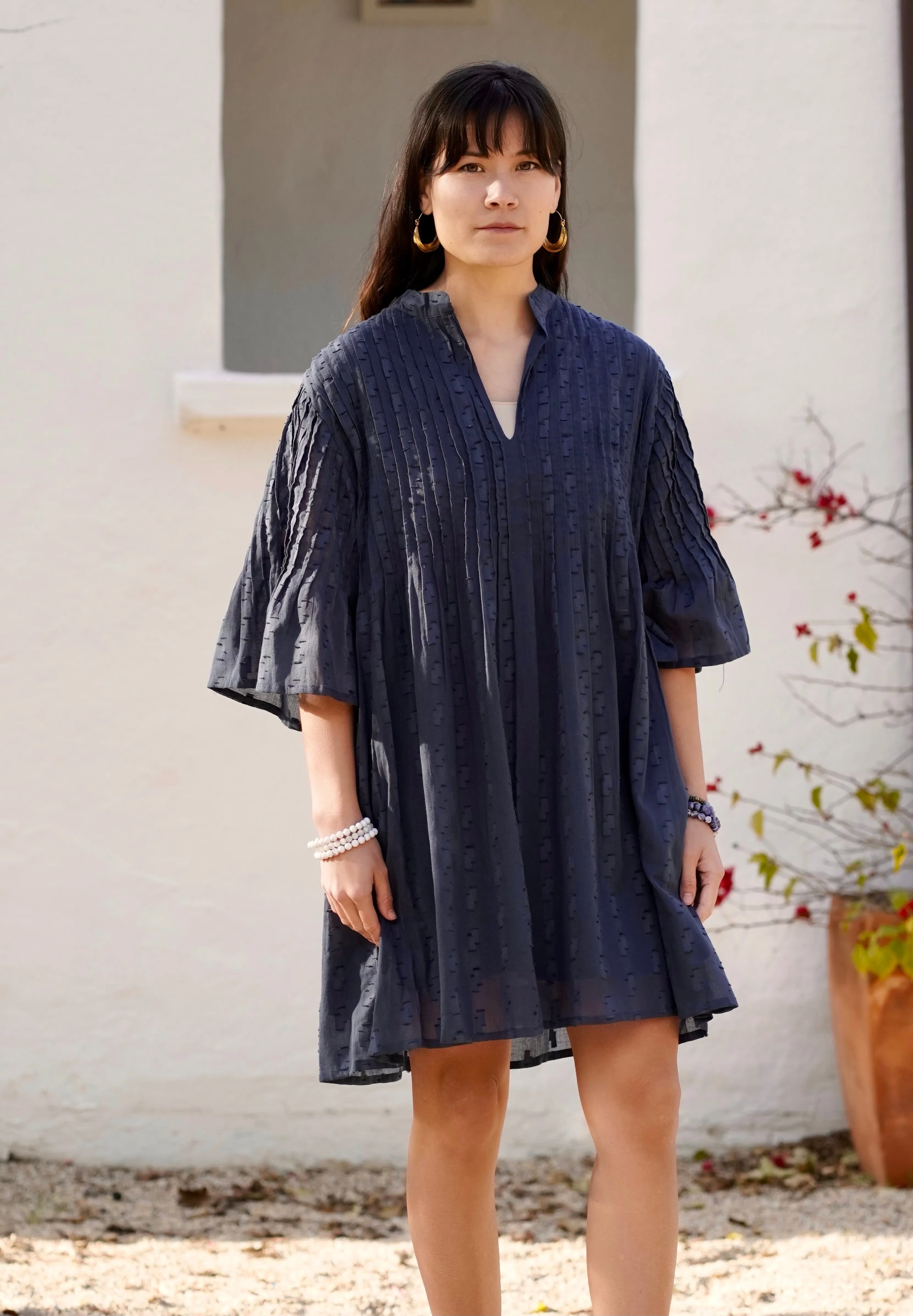 Kat Cotton Dress Navy