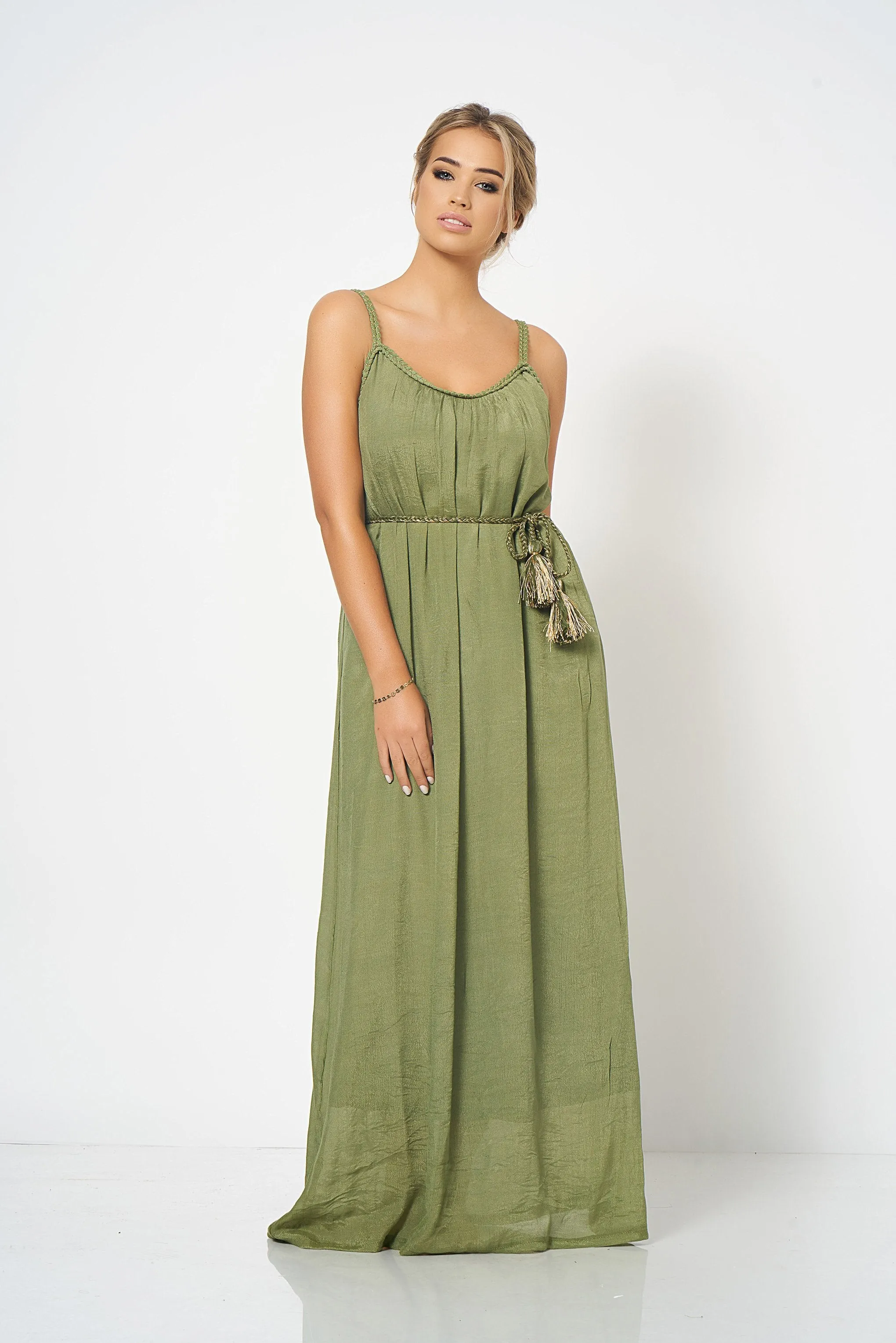 Khaki Strap Detail Maxi Dress