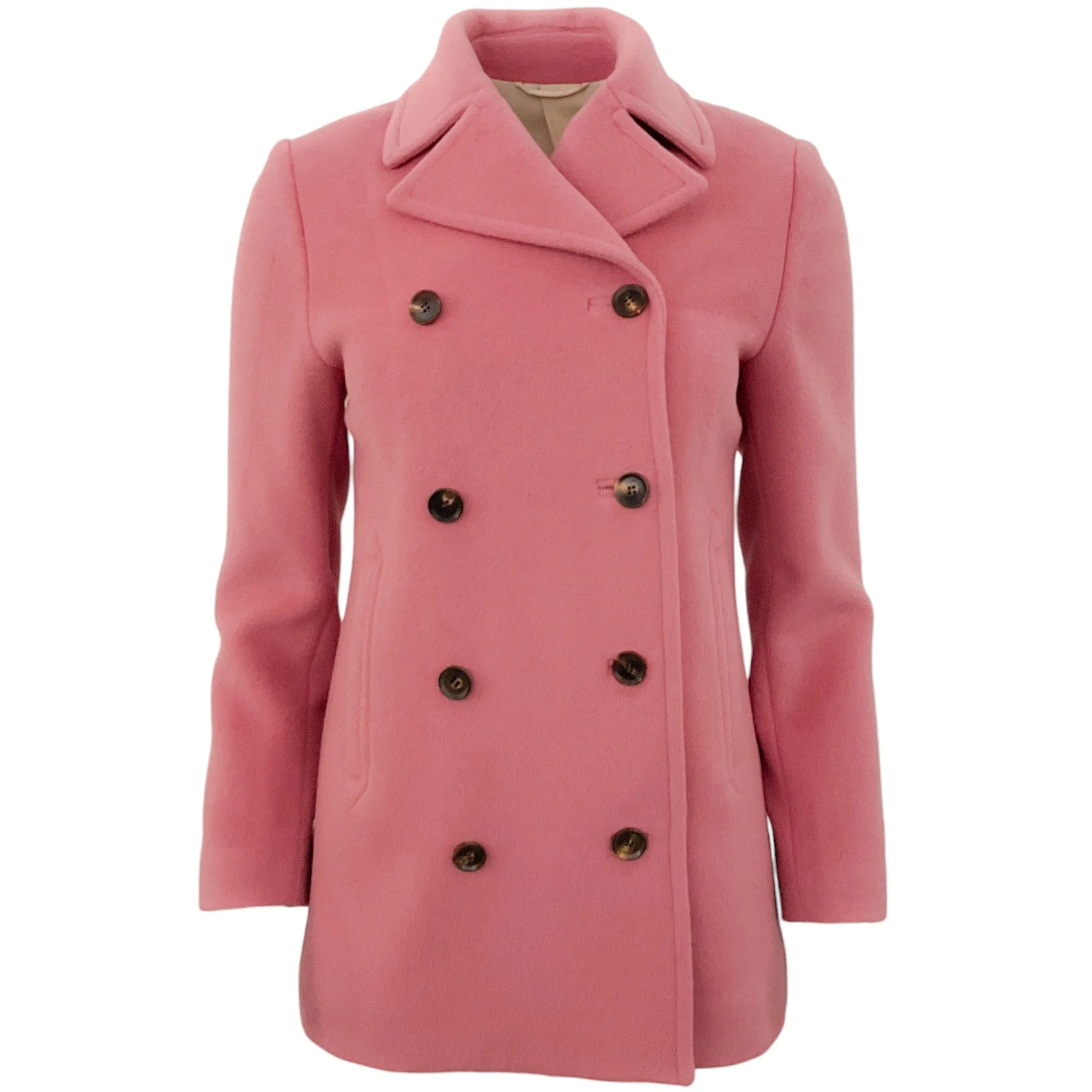 Kiton Pink Angora / Wool Double Breasted Pea Coat