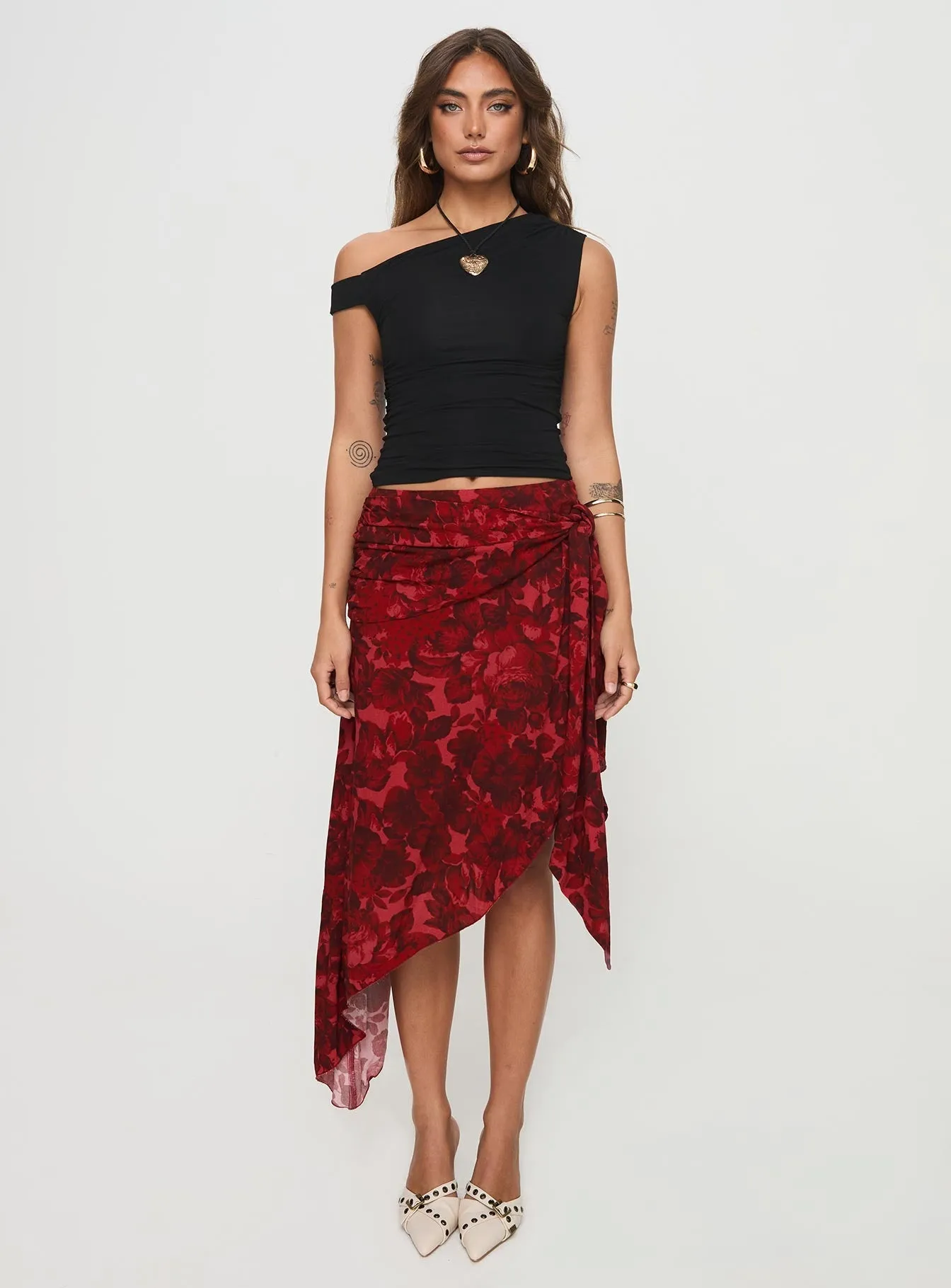 Kokoro Midi Skirt Pink Floral