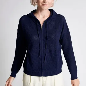 Kokun - Mesh Zip Up Hoodie in Navy