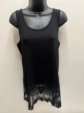 Lace Layered Tank Top in Black by Origami