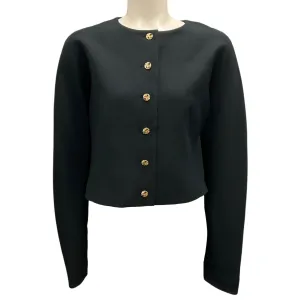 Lafayette 148 New York Black Cropped Button-Front Wool Jacket