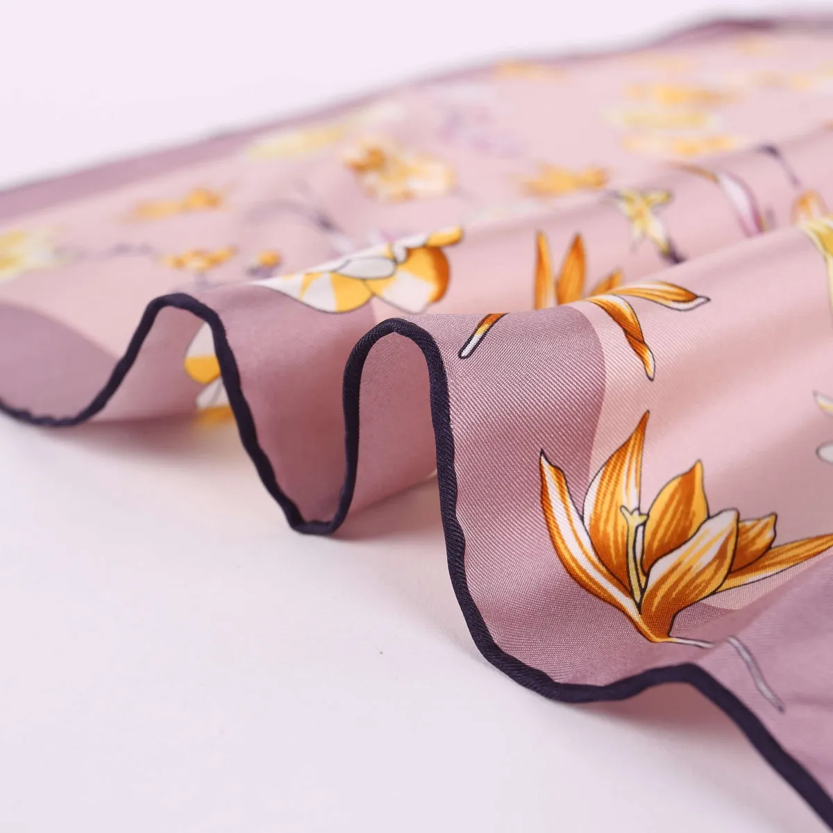 Large Square Twill Silk Scarf Spring Blossom Pink