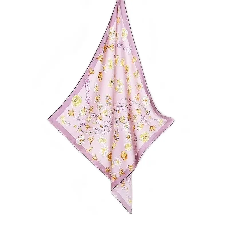 Large Square Twill Silk Scarf Spring Blossom Pink