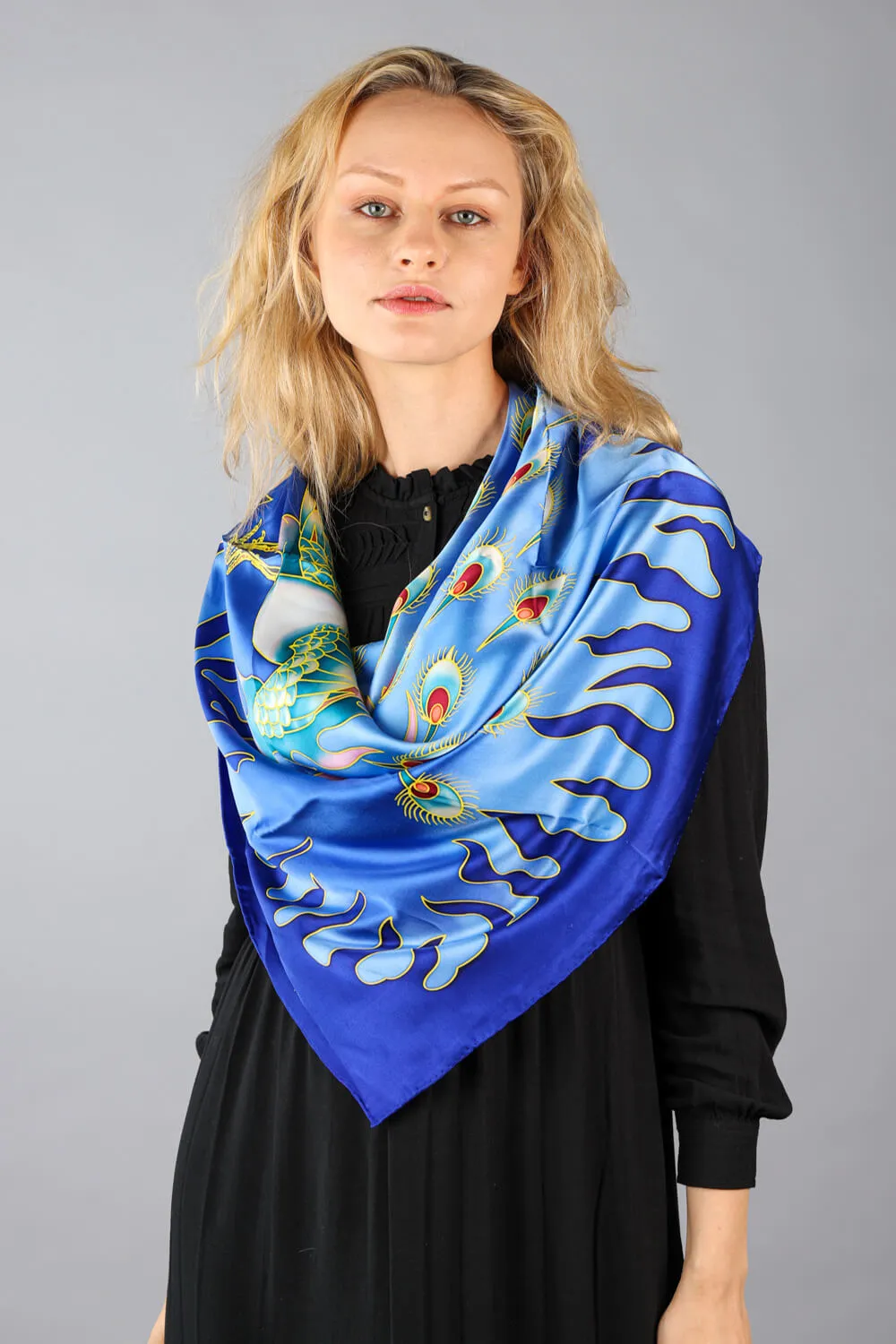 Limited Edition Hand Painted Silk Scarf| Blue