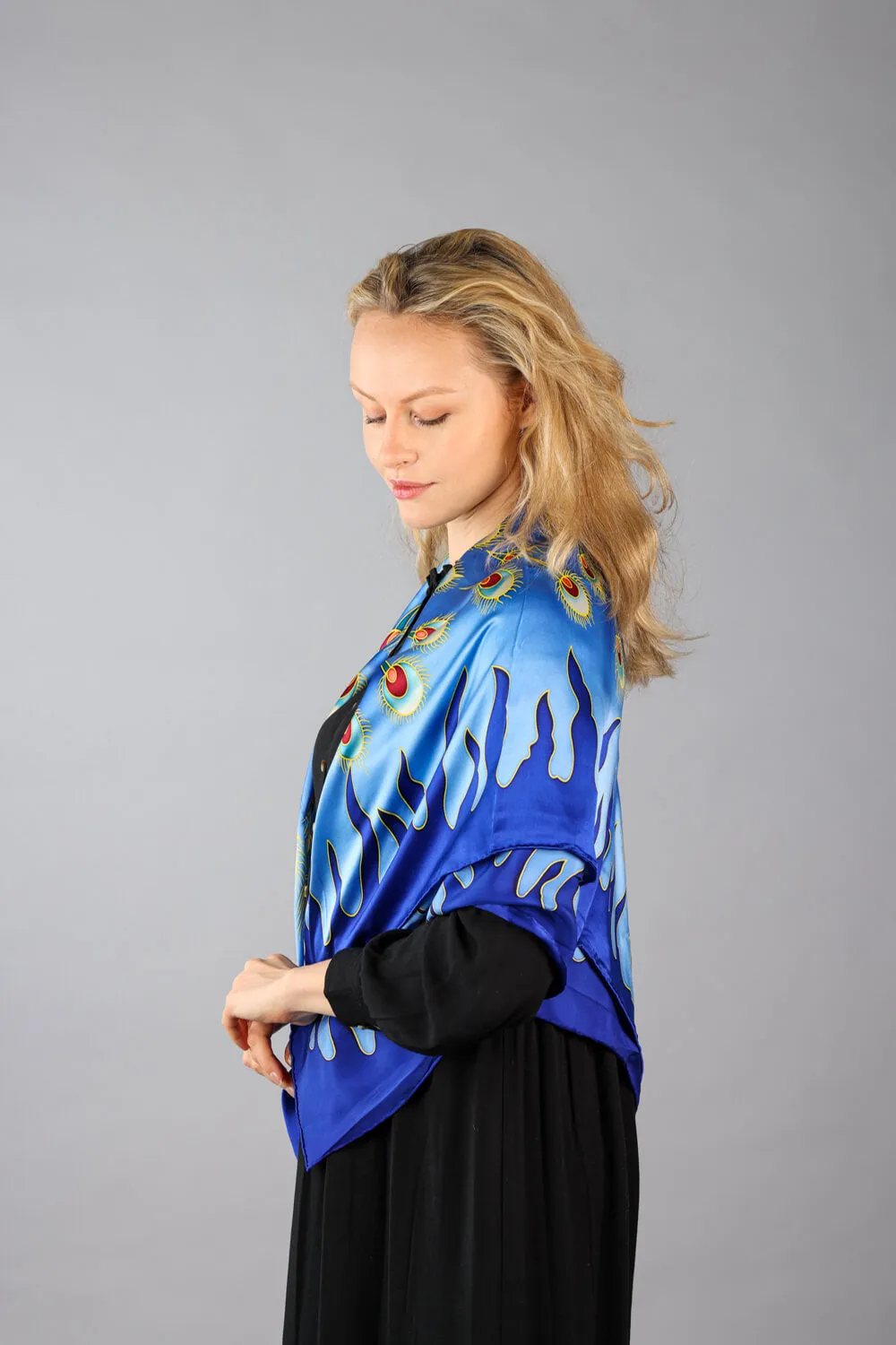 Limited Edition Hand Painted Silk Scarf| Blue