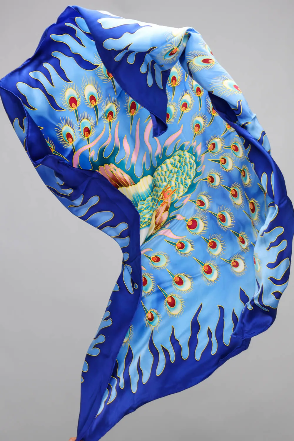 Limited Edition Hand Painted Silk Scarf| Blue