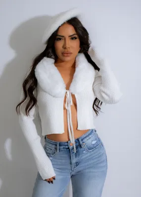 Luxe Cozy Collar Ribbed Sweater White