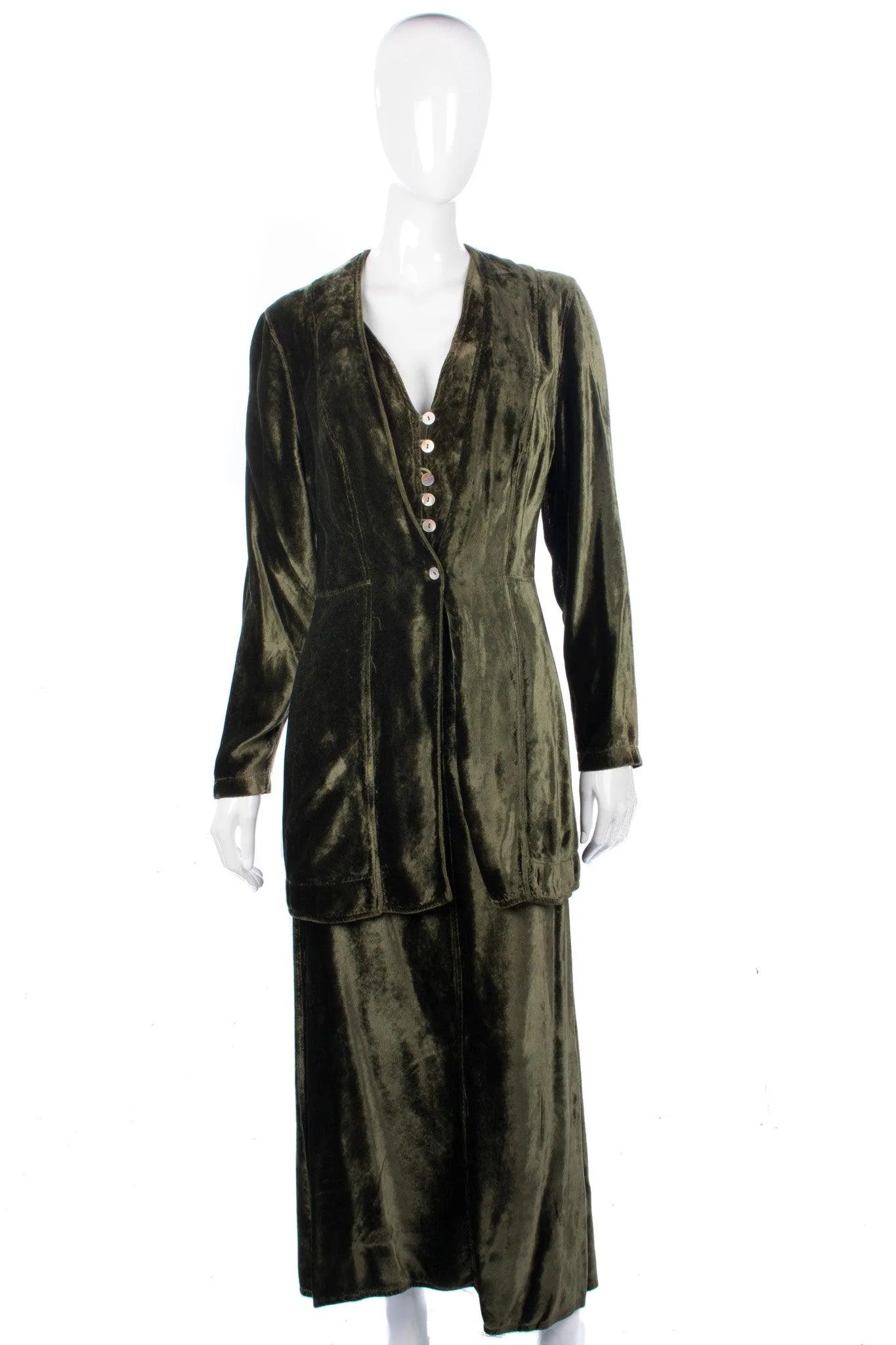 Marina Avraam Three Piece Velvet Suit Green Size M/L