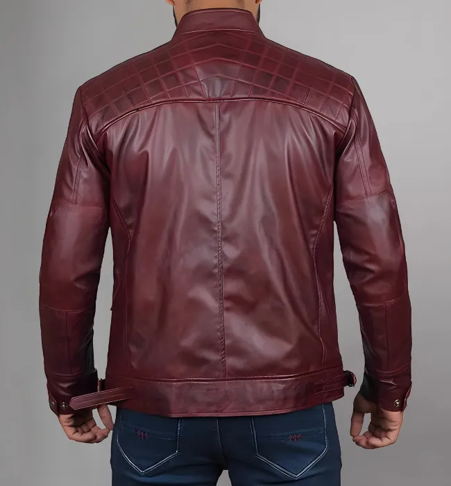 Men Genuine Distressed Leather Biker Jacket