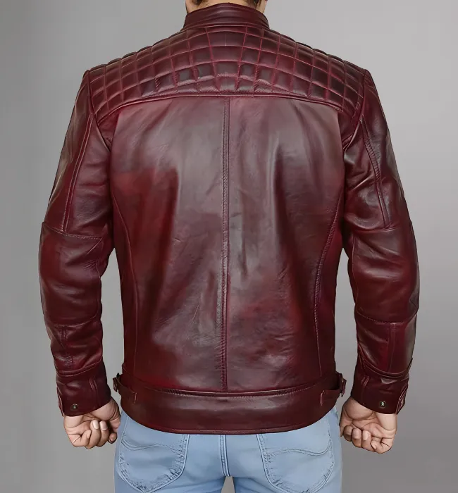 Men Genuine Distressed Leather Biker Jacket