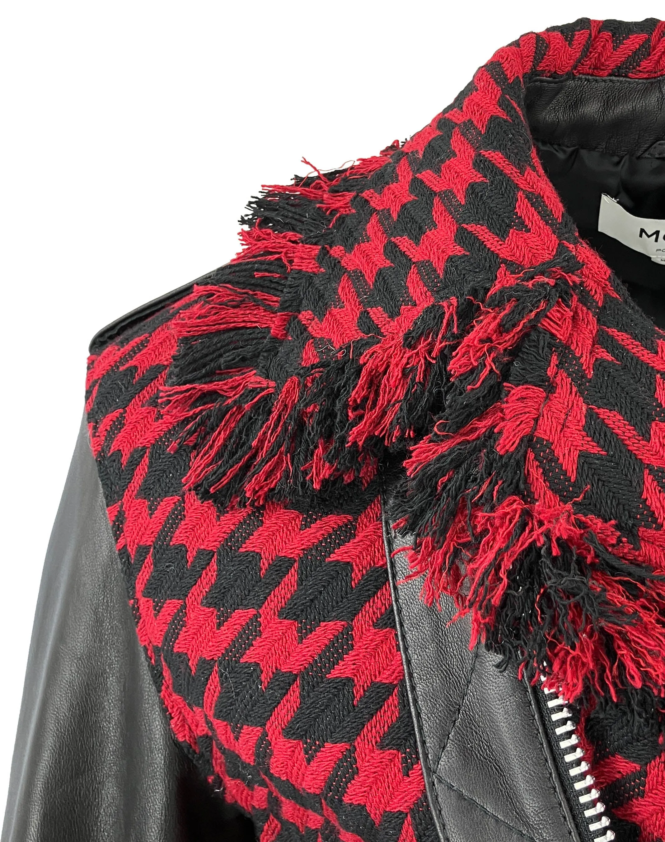 Monse X Pologeorgis Tweed Biker Jacket in Black/Red