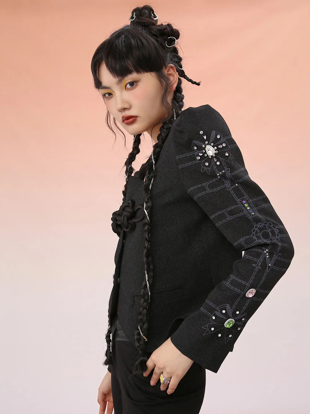 MUKZIN Black Velvet Cropped Jacket