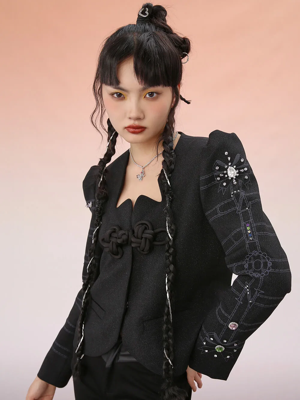 MUKZIN Black Velvet Cropped Jacket