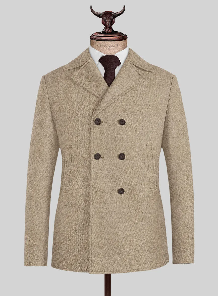 Naples Muted Beige Tweed Pea Coat