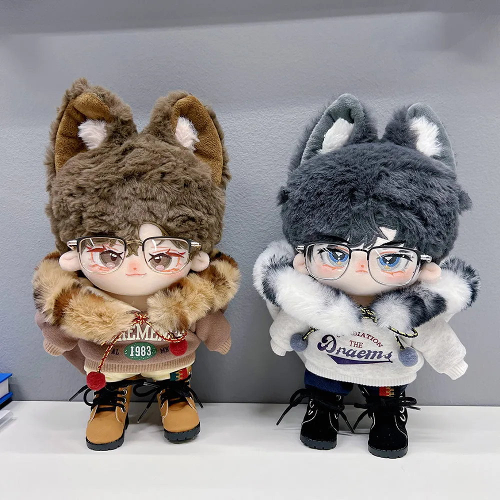 niannyyhouse 15cm 20cm Plush Doll Clothes Loose Fur Collar Set Hoodie Pants Shoes Doll Dressup