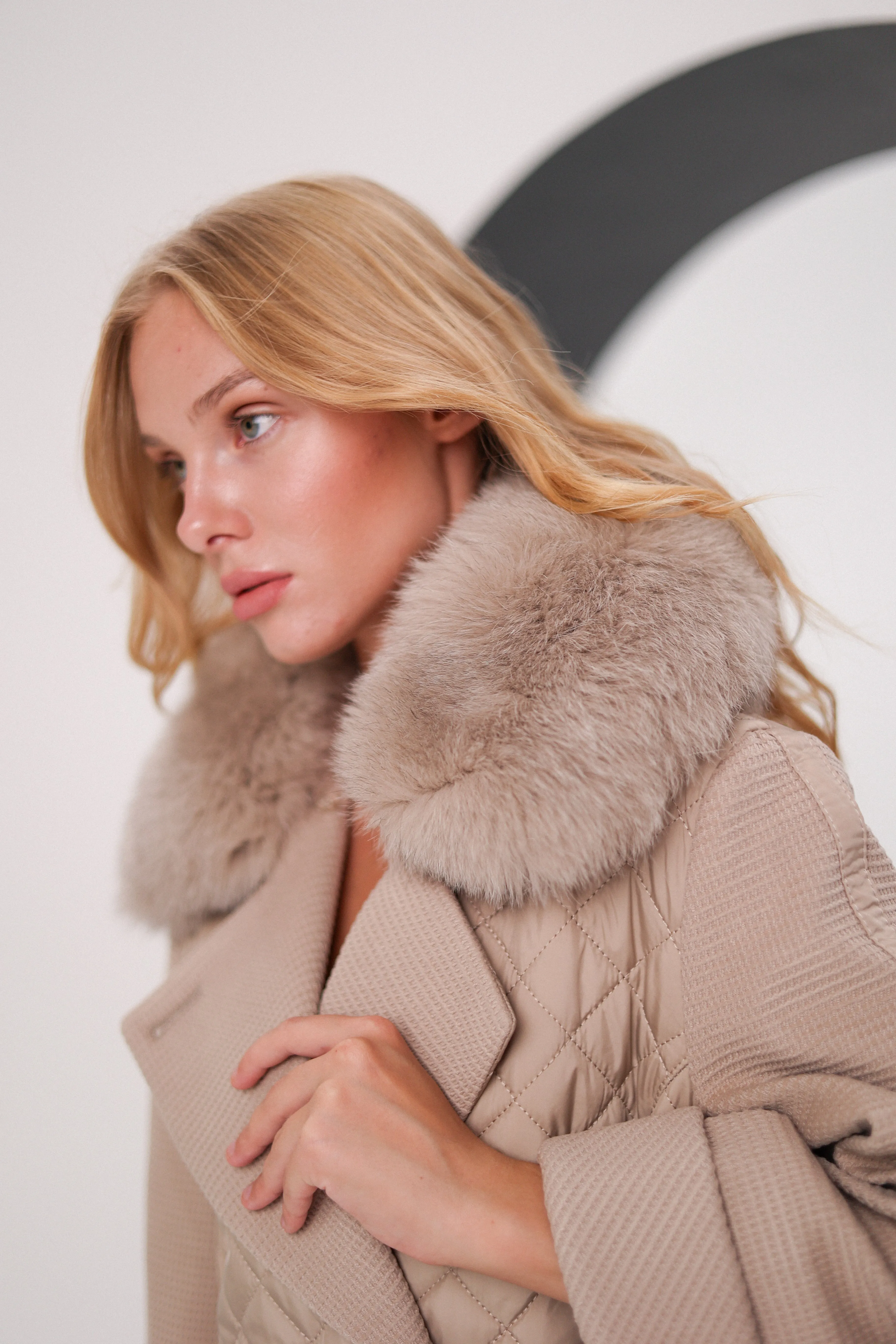 Noelle Genuine Polar Fox Fur Trim Fusion Coat