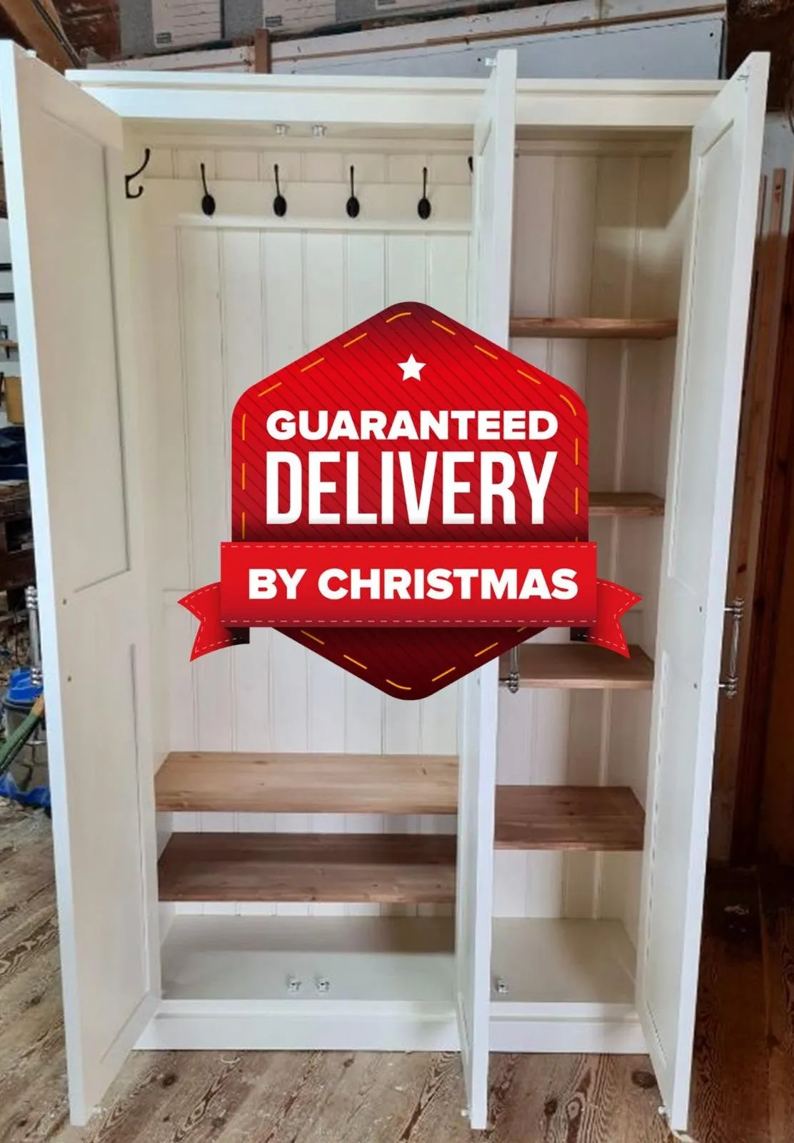 **NOW SOLD OUT** DELIVERED BEFORE CHRISTMAS - IN STOCK **3 Door Hall, Utility Room, Cloak Room Coat & Shoe Storage Cupboard (35 cm deep) - CHOOSE YOUR COLOUR