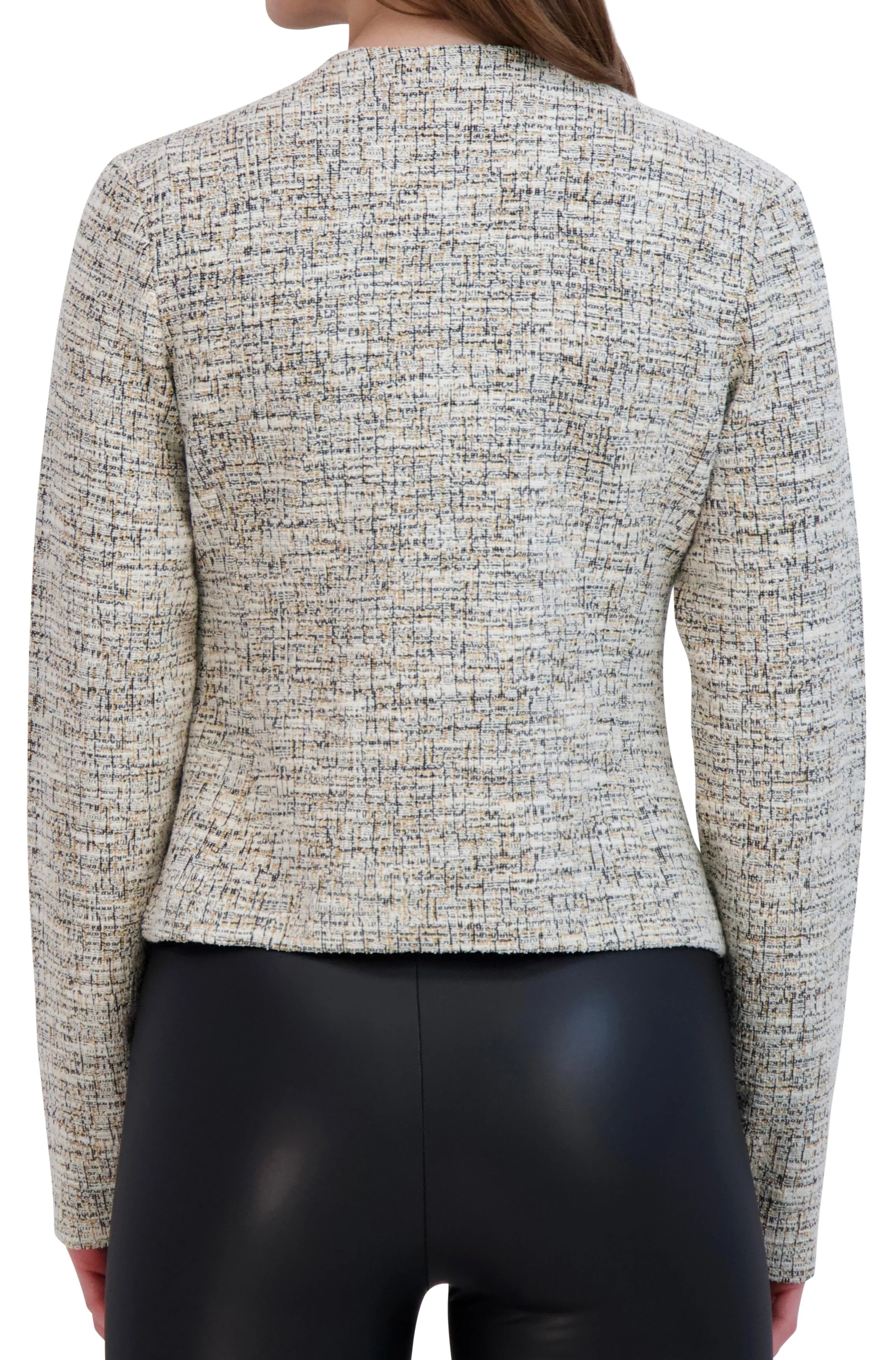 Ookie & Lala Knit Tweed Collarless Moto