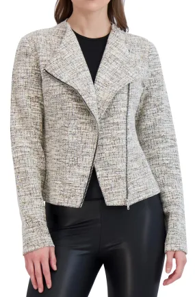 Ookie & Lala Knit Tweed Collarless Moto