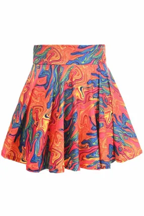 Orange Tie-Dye Stretch Lycra Skirt