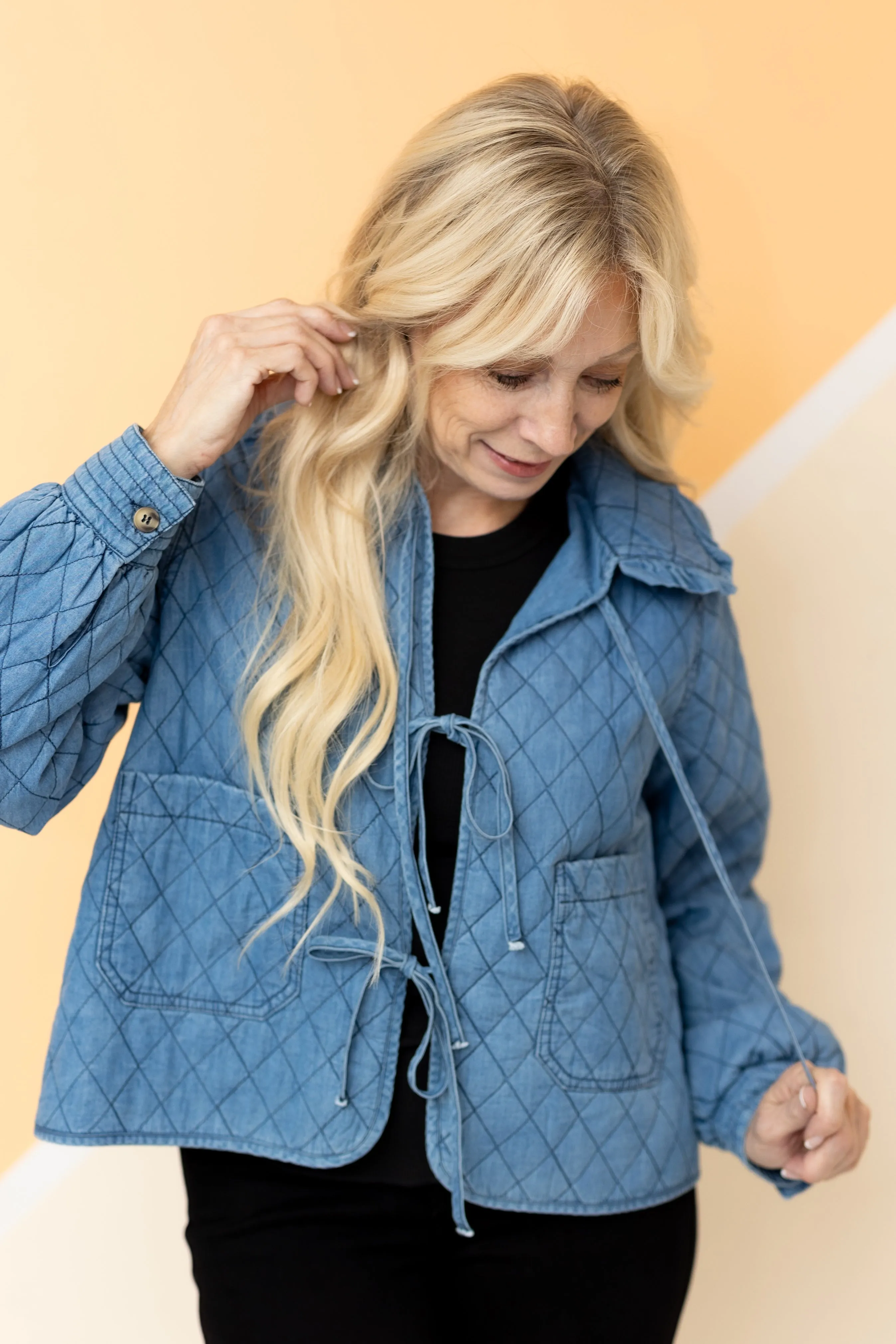 Peter Pan Denim Quilted  Jacket