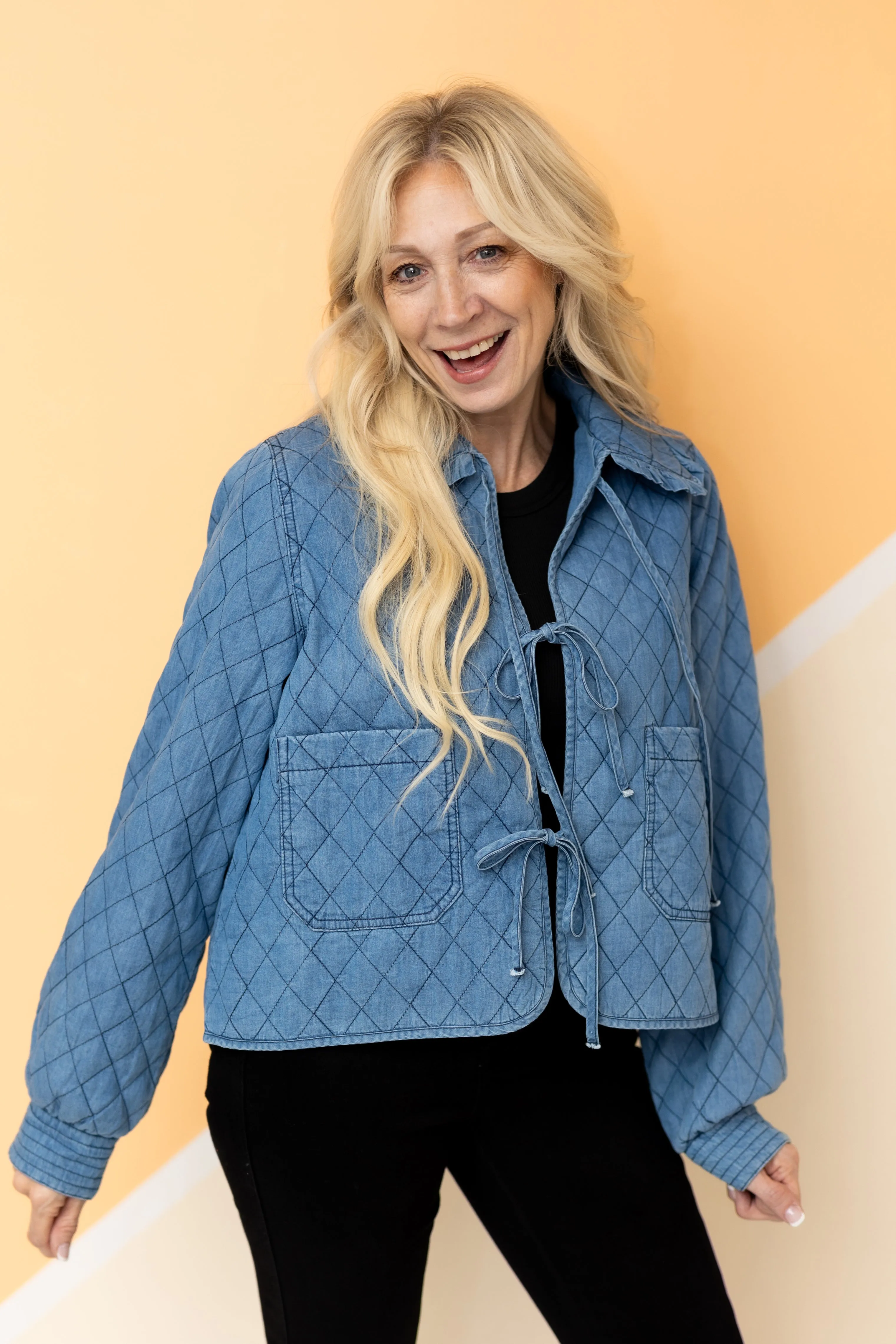 Peter Pan Denim Quilted  Jacket