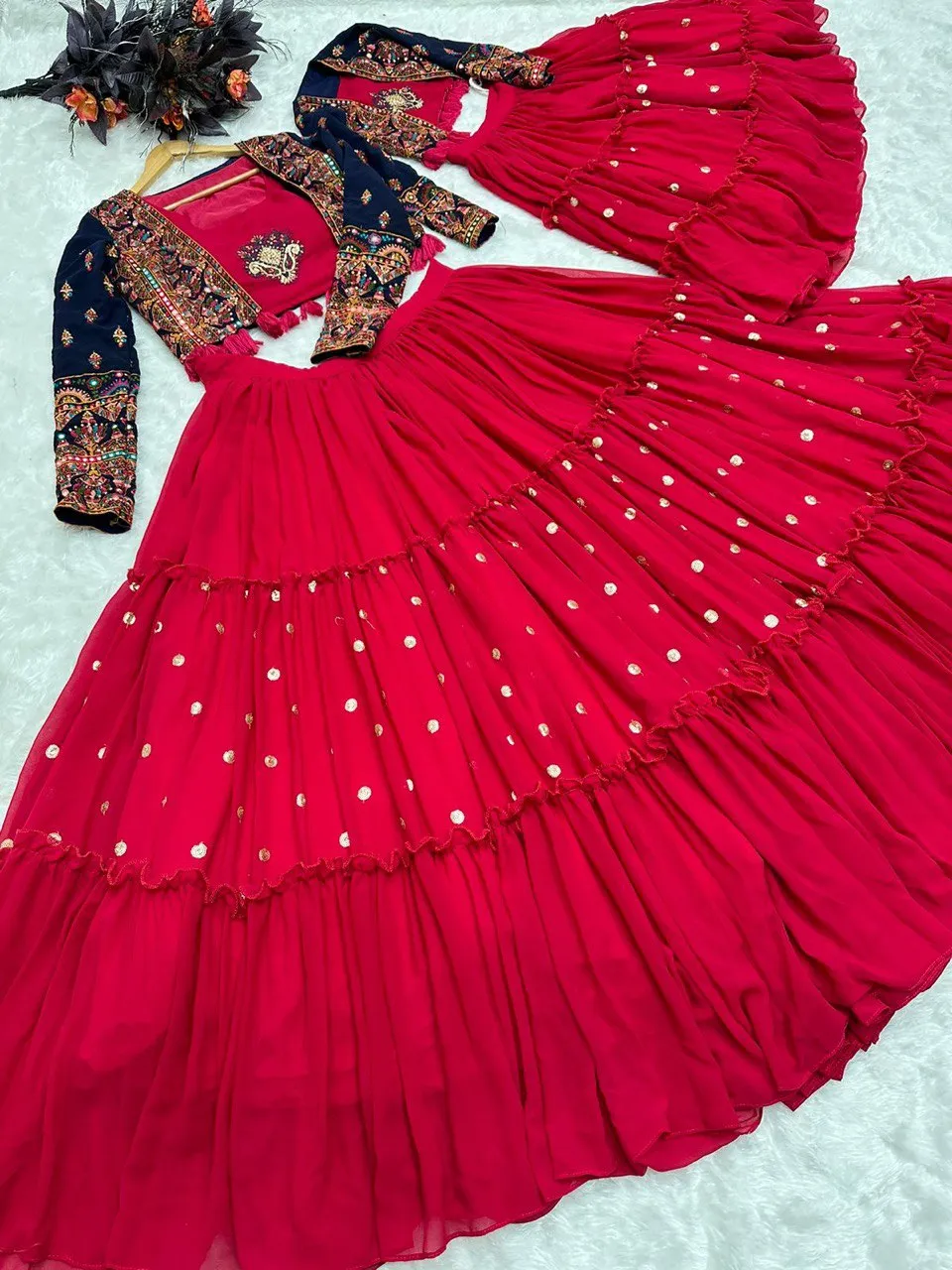 Pink Mom-Daughter Combo Lehenga Choli with Jacket