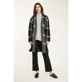 PLAID KNIT CAR COAT