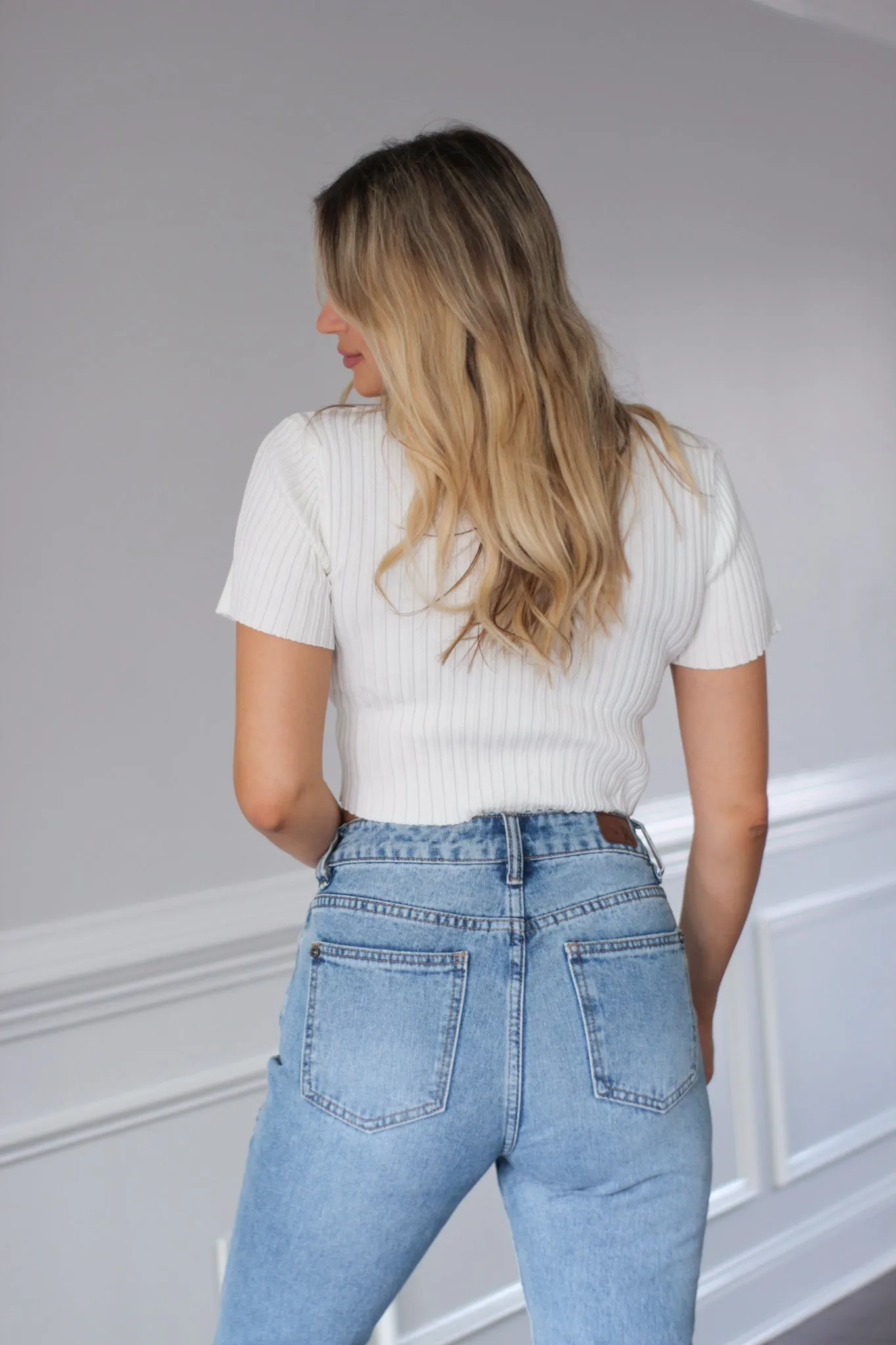 Plain Jane Button Up Top - White