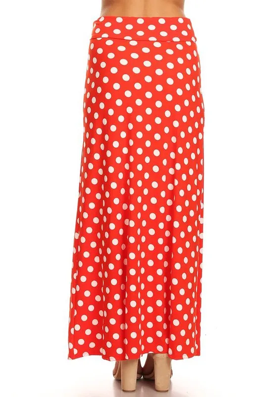 Polka dot maxi length skirt