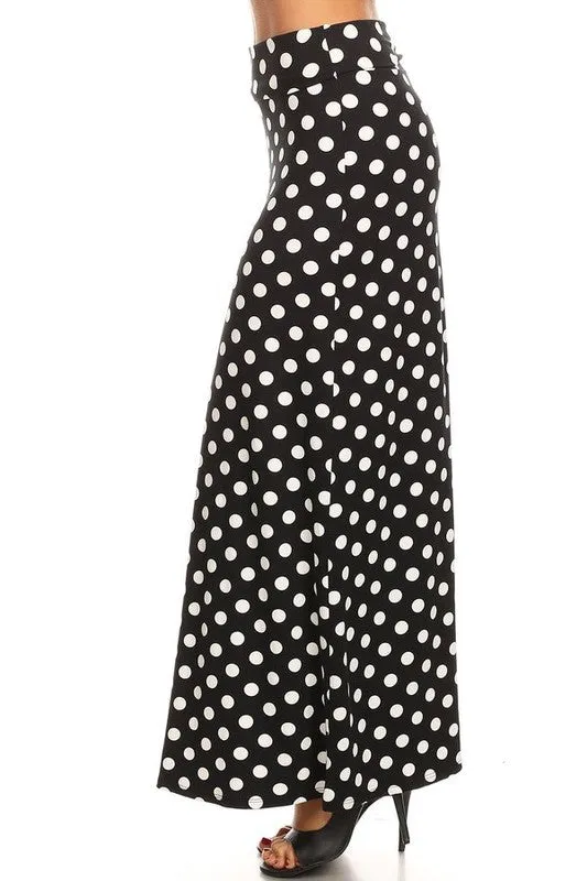 Polka dot maxi length skirt