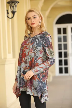 Printed Top with Autumn Floral Prints